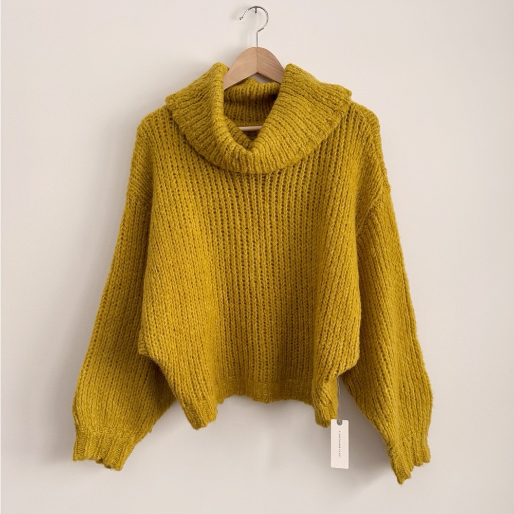 NWT Anthropologie Pilcro Chartreuse Cowl Neck Sweater